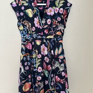 Anthropologie Maeve Dress Floral Black Motif with Pockets